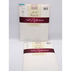 2x Hanes Silk Reflections Plus silky Sheer Control Top Pantyhose 1 plus petal